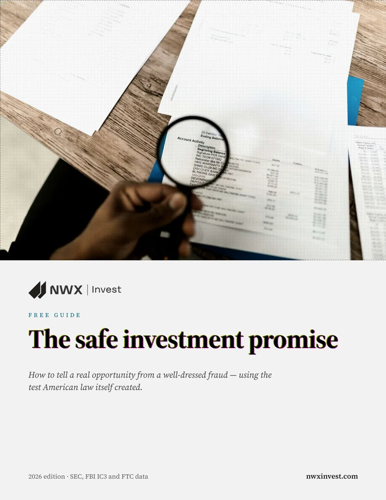 Guide cover: a magnifying glass over bank statements on a wooden table